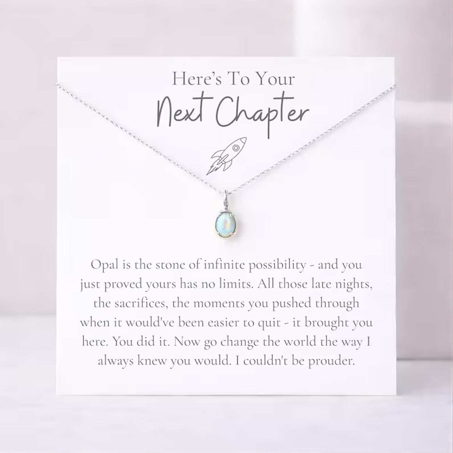 Next Chapter Graduation Necklace, Opal Pendant Gift for Daughter, College Med Law PhD Graduate Jewelry 684880