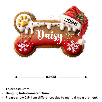 Personalized Dog Bone Acrylic Ornament, Custom Pet Name Gingerbread Christmas Ornament, Dog Lover Gift 685963