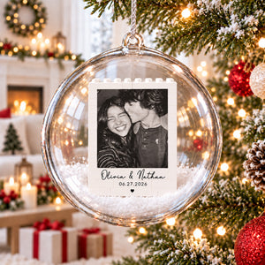 Custom Photo Couple Lego Bauble Ornament, Personalized Names & Date Christmas Keepsake Gift 686286 WFD