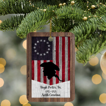 Custom Name Revolutionary Flag Wood Ornament | Personalized Patriotic Ornament 683487