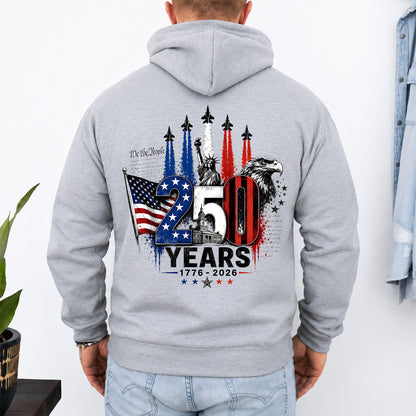 USA 250 Years Anniversary Backside Shirt, Patriotic Jet Fighter Tee, 1776-2026 4th of July Shirt 685156