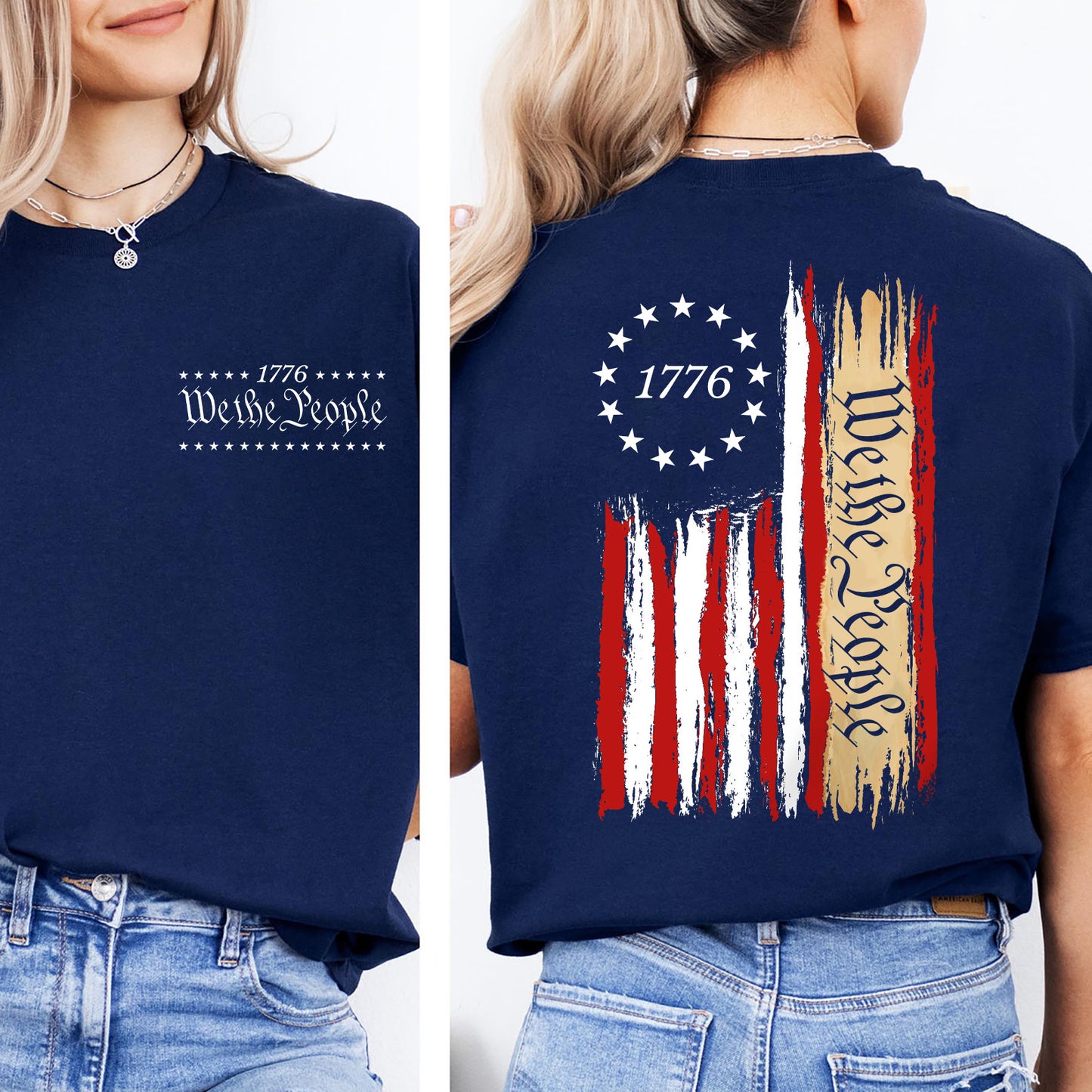 250 Years We The People 1776 Pocket & Back Shirt, Patriotic US Flag Tee, Independence Day 4th of July Shirt 684756
