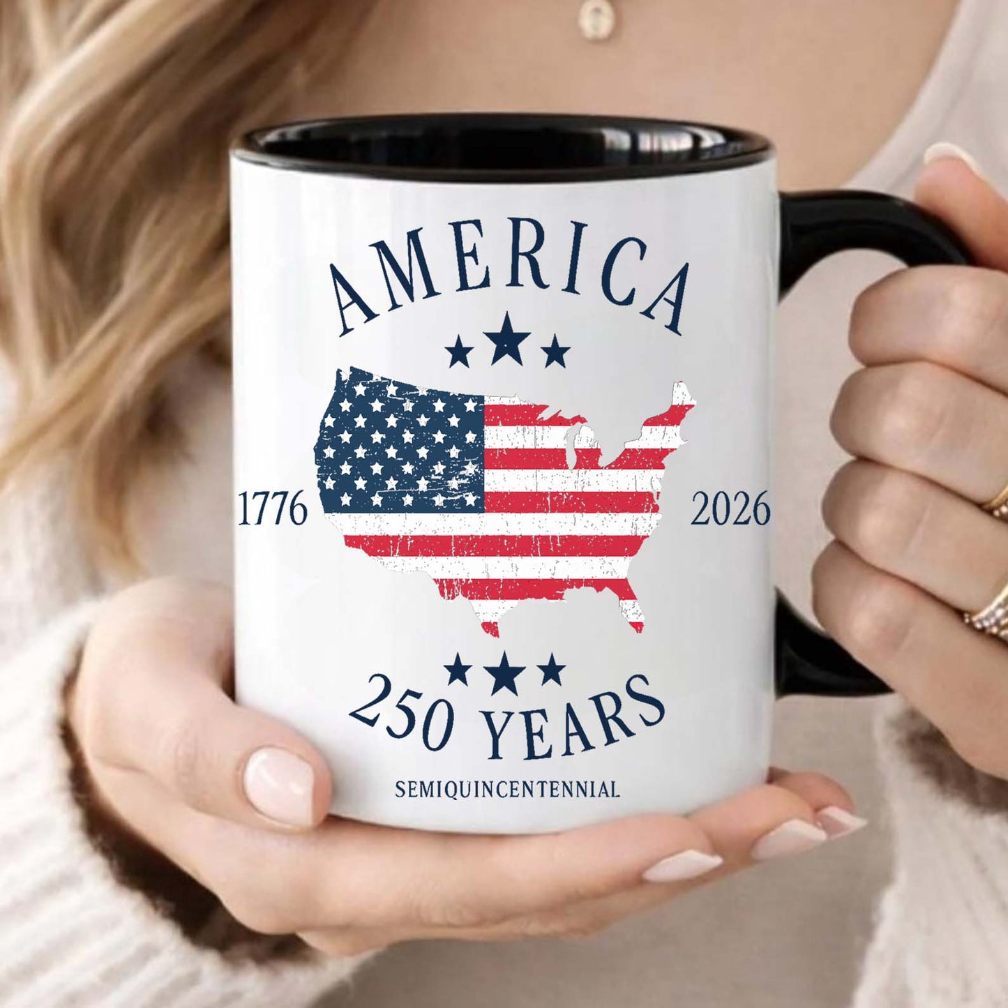 250 Years America 1776-2026 Mug, Patriotic USA Semiquincentennial 4th Of July White Mug Accent Mug 685087