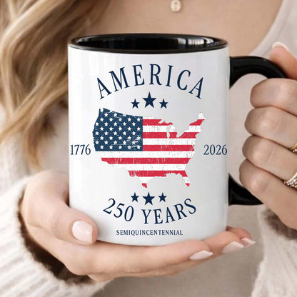 250 Years America 1776-2026 Mug, Patriotic USA Semiquincentennial 4th Of July White Mug Accent Mug 685087