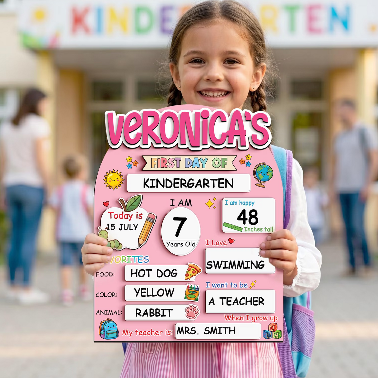 Personalized First & Last Day of School Sign, Custom Back to School Board, Kindergarten Photo Prop 685480 WFD