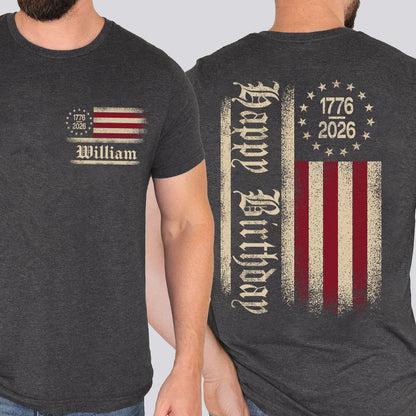 Custom USA 250 Years Anniversary Dark Shirt | Personalized America 1776–2026 Pocket & Back Shirt 684561