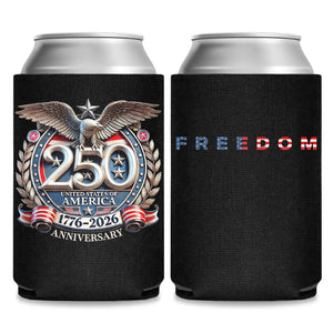 Freedom 250 Years of America Can Cooler | Patriotic 4th of July 1776–2026 Eagle US Can Sleeve 684551