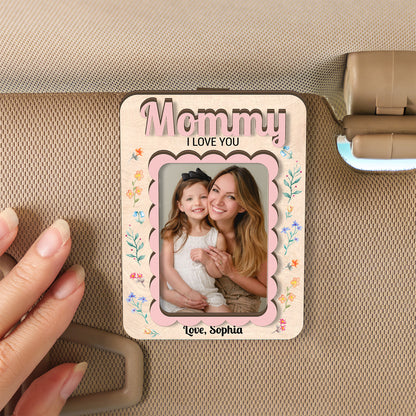 Custom Photo I Love You Wood Car Visor Clip, Personalized Gift for Mom Grandma, Mother's Day Gift 684720