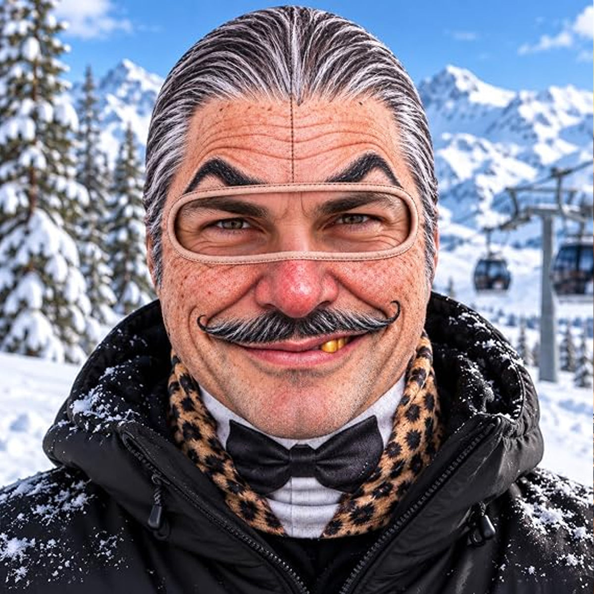 Funny Face Ski Mask, Realistic Old Man Printed Balaclava with Neck Coverage, Winter Cosplay Costume Gift 686489 WFD