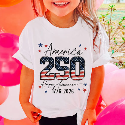 250 Years Anniversary Kids Shirt, Patriotic USA 4th of July Toddler Tee, America 1776-2026 Freedom Shirt 685103
