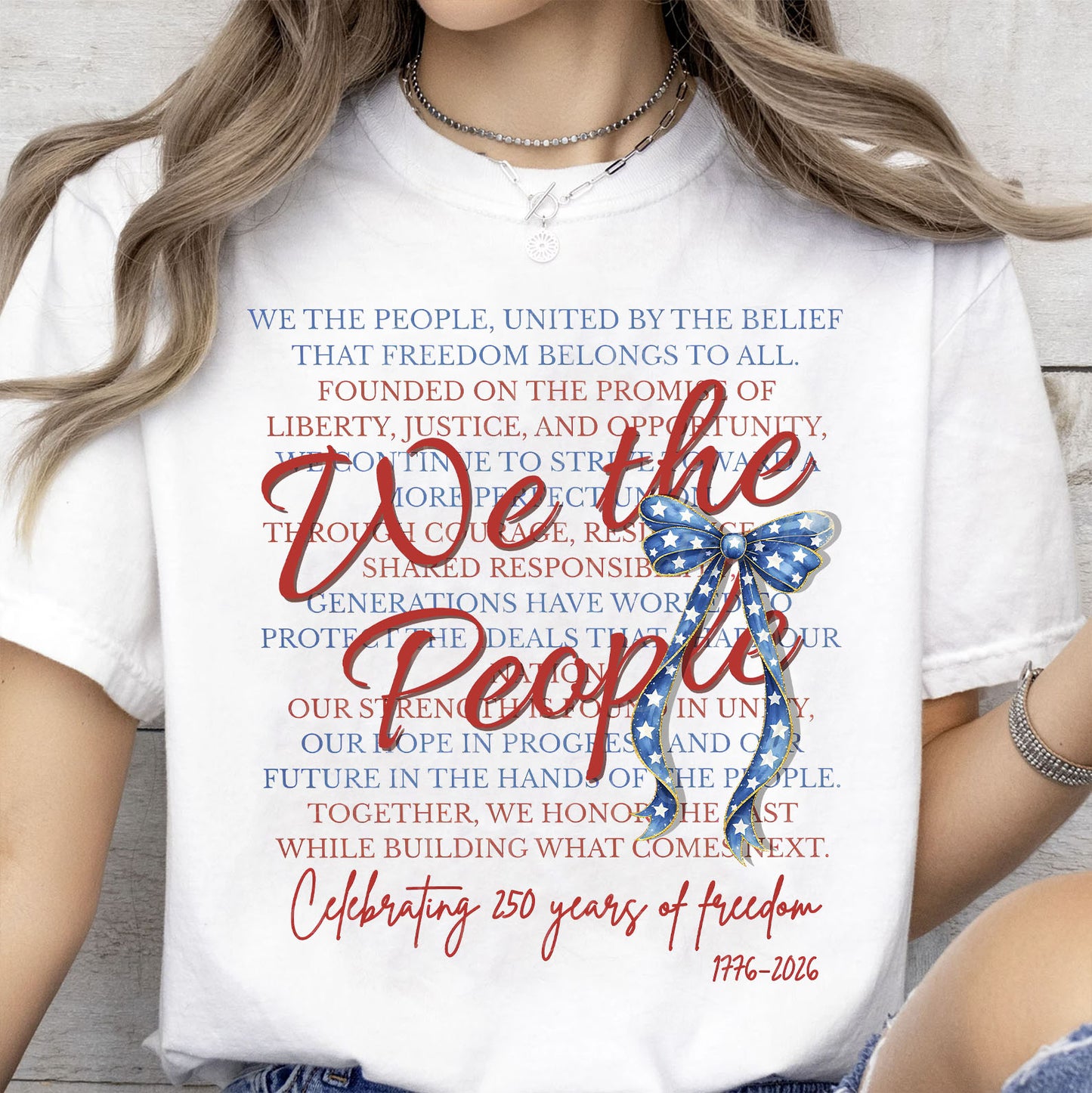 We The People 250 Years Anniversary Shirt | Patriotic Coquette Bow 1776–2026 Tee | 4th of July Freedom Shirt 684545