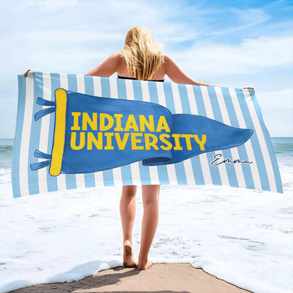 Personalized College Pennant Beach Towel, Custom School Spirit Towel, Graduation Gift High School University 684827