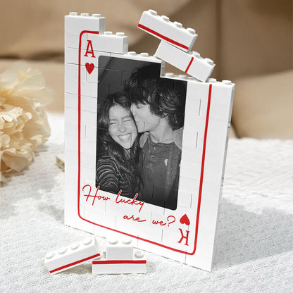 Personalized Playing Card Couple Photo Building Brick Block, Custom Quote Couple Picture Puzzle 685922
