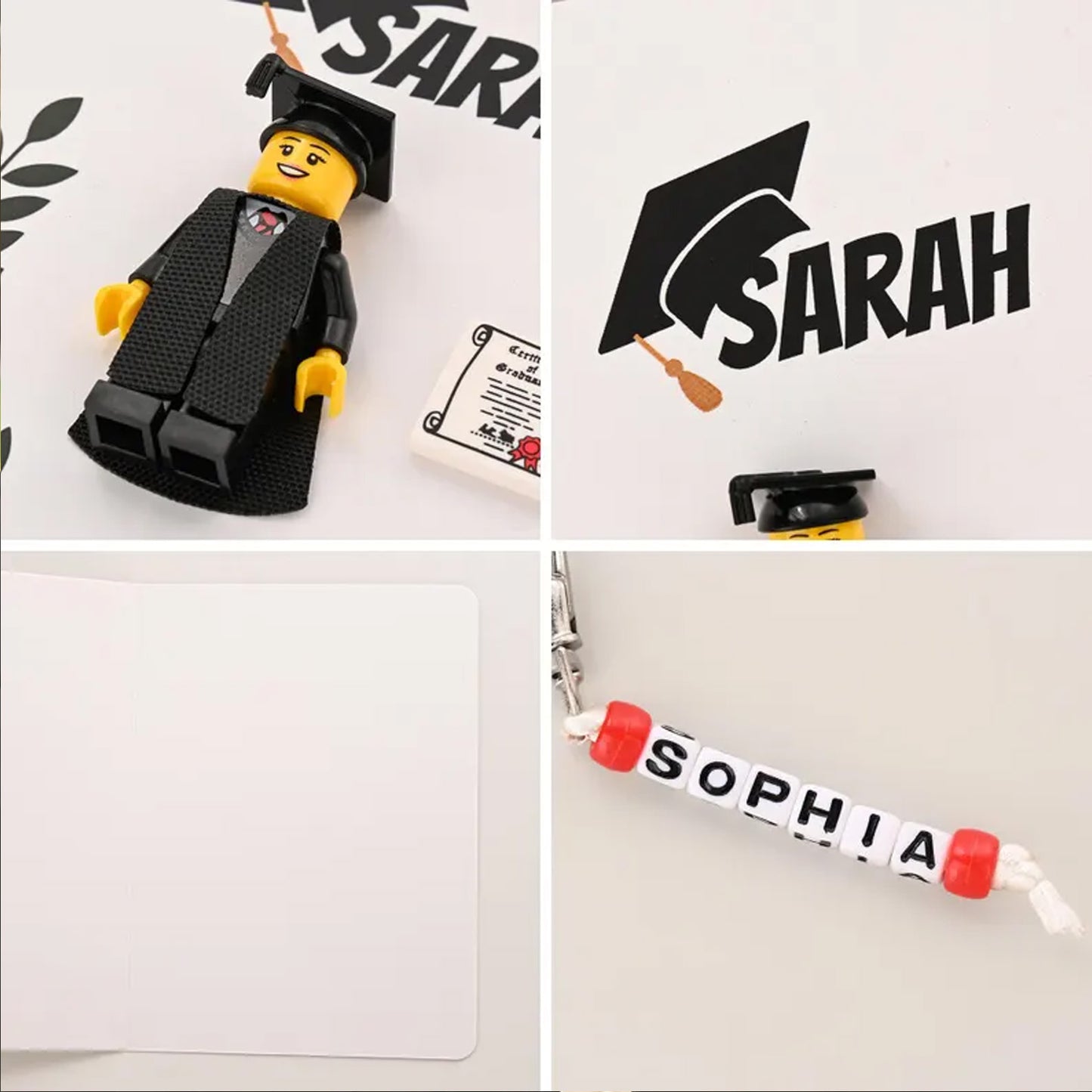 Personalized Graduate Card Keychain Set, Custom 3D Mini Figure Graduation Gift for Classmates 685030