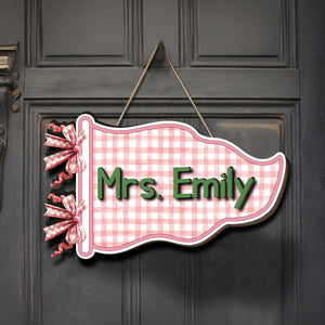 Personalized Teacher Name Wooden Sign, Custom Classroom Door Hanger, Back to School Teacher Gift 685725