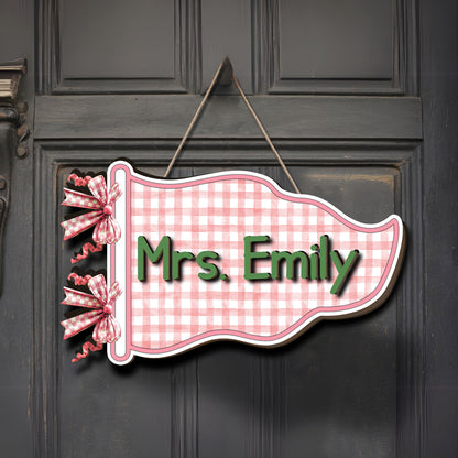 Personalized Teacher Name Wooden Sign, Custom Classroom Door Hanger, Back to School Teacher Gift 685725
