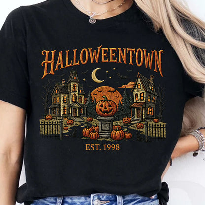 Halloweentown Dark Sweatshirt, Vintage Spooky Village Shirt, Retro Haunted House Pumpkin Fall Tee 685623