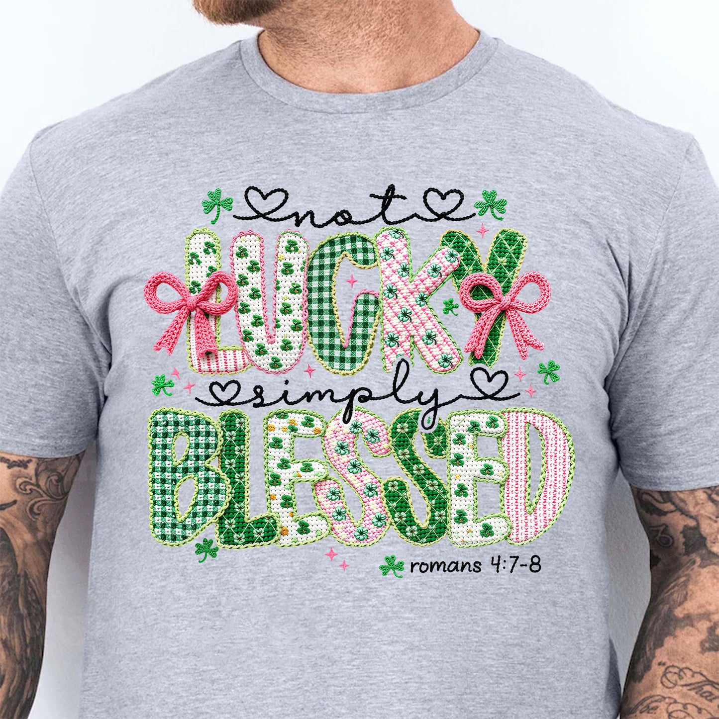 Lucky Blessed St. Patrick’s Day Shirt, Faux Yarn Coquette Sweatshirt, Latch Hook Faux Embroidery Shirt 684190