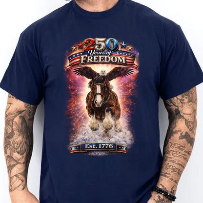 250 Years of Freedom Shirt | Patriotic Eagle & Horse Graphic Tee | 4th of July Independence Day Shirt 684568