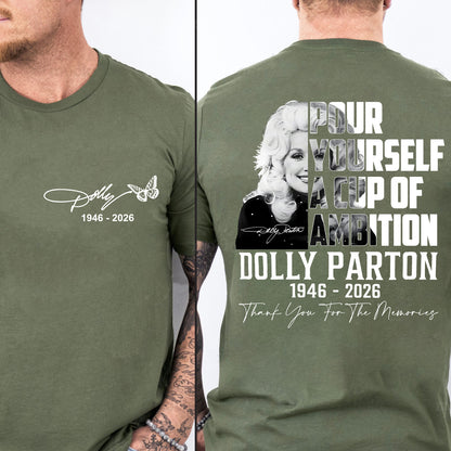 Dolly Parton Memorial Pocket & Back Shirt, Country Music Tribute Tee, Thank You For The Memories T-Shirt 686076