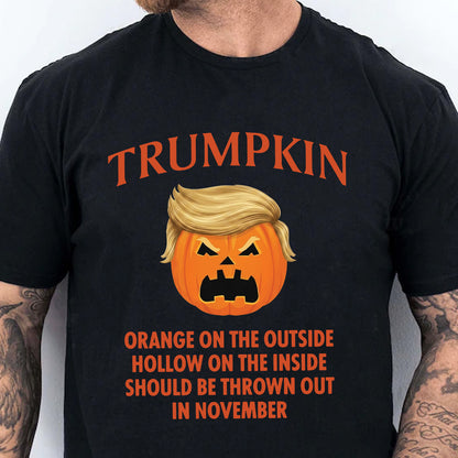 Trumpkin Halloween Shirt, Orange Outside Hollow Inside Anti Trump T-Shirt, Funny Political Tee 686002