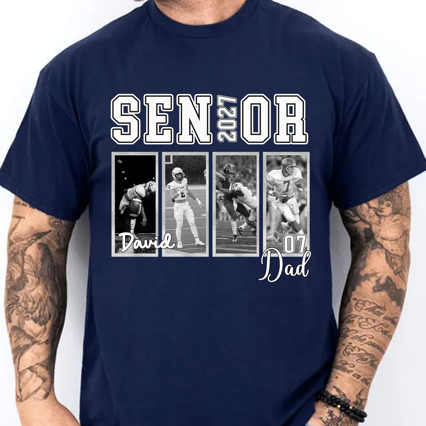 Custom Photo Senior Football Dad 2027 Shirt, Personalized Football Dad Tee, Senior Graduation Gift 685723