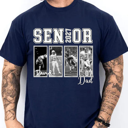 Custom Photo Senior Football Dad 2027 Shirt, Personalized Football Dad Tee, Senior Graduation Gift 685723