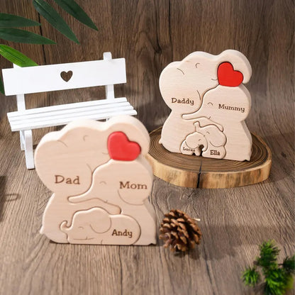 Personalized Wooden Elephant Family Puzzle | Custom Family Name Keepsake | Mother's Day Gift For Mom 684499