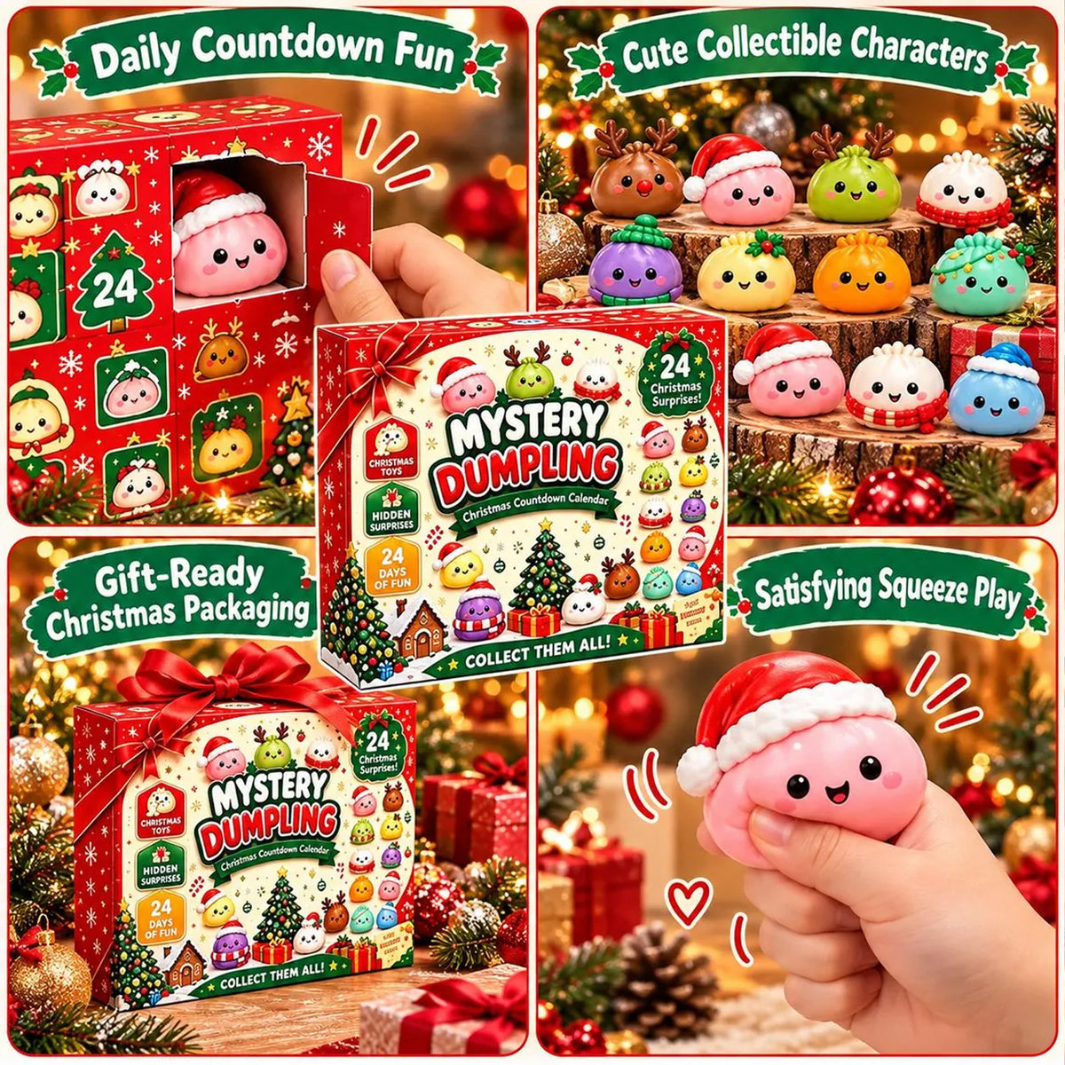 Christmas Dumpling Advent Calendar 2026, 24 Days Mystery Squishy Toys Countdown, Kawaii Christmas Gift 686655 WFD