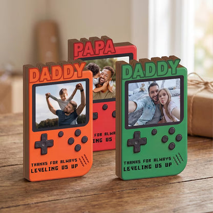Personalized Gamer Dad Wooden Block Sign, Custom Photo Retro Game Console Frame, Father’s Day Gift for Dad 685142