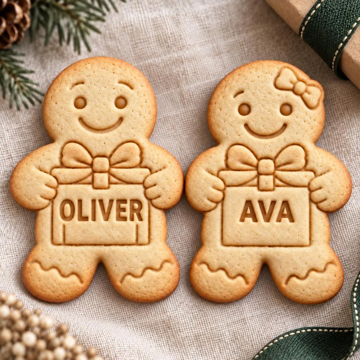 Personalized Gingerbread Cookie Cutter & Stamp, Custom Name Christmas Baking Tool, Holiday Gift for Bakers 686985 WFD