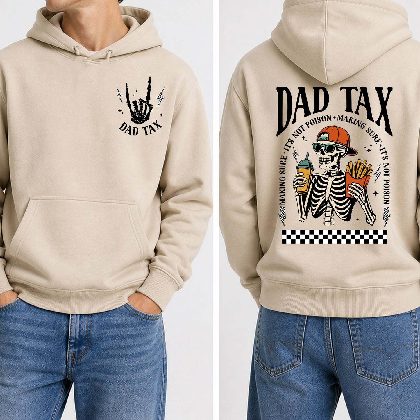 Funny Dad Tax Bright Shirt, Skeleton Dad Graphic Tee, Cool Dad Humor Gift, Father’s Day Pocket & Back Shirt 684936