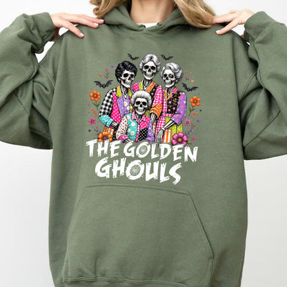 Preppy Halloween Friends Shirt, Golden Ghouls Skeleton Ladies Tee, Girly Spooky Squad Halloween Shirt 685868