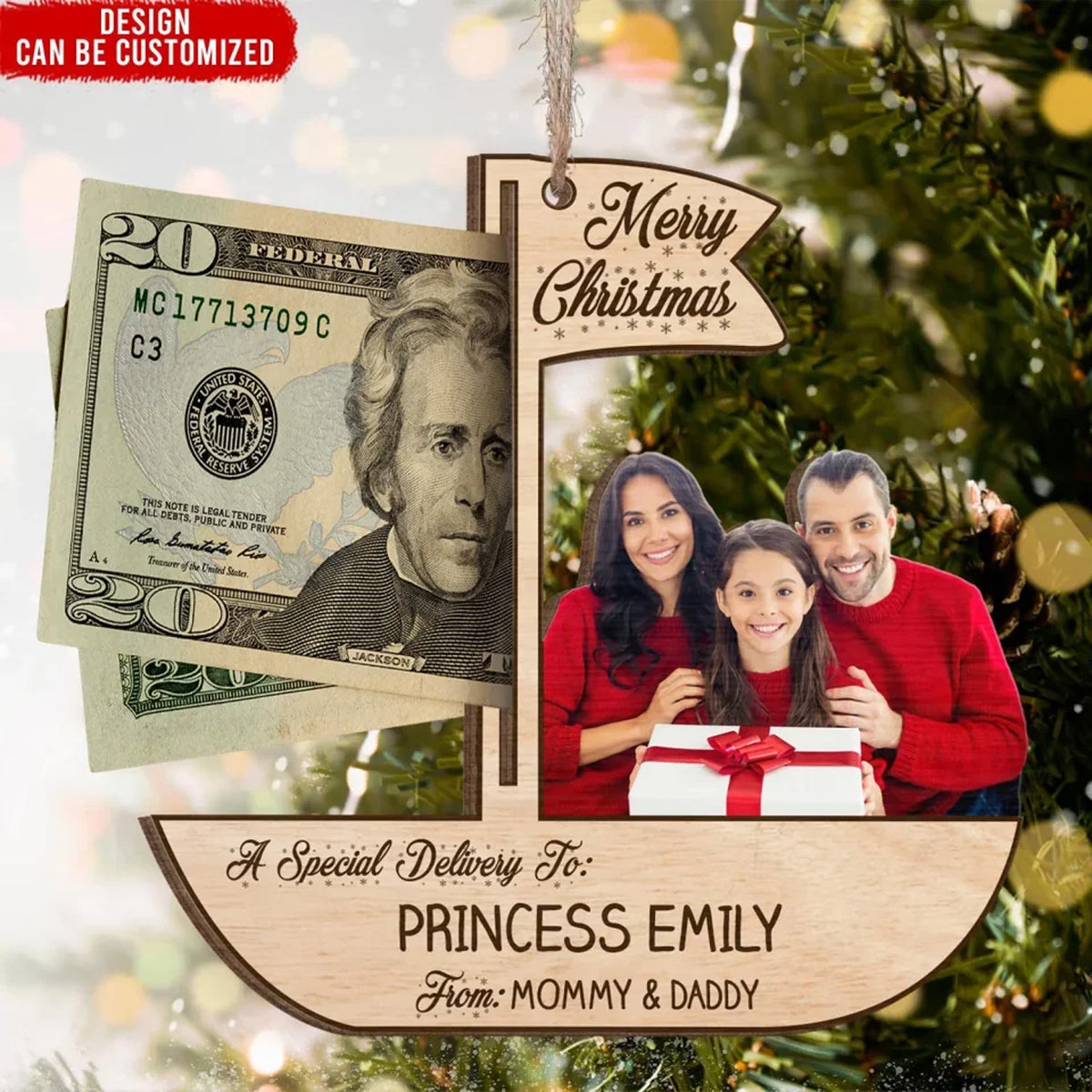 Personalized Christmas Boat Wooden Money Holder Ornament, Custom Photo Special Delivery Family Gift 686242 WFD