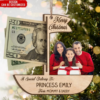 Personalized Christmas Boat Wooden Money Holder Ornament, Custom Photo Special Delivery Family Gift 686242 WFD