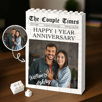 Custom Photo Couple Building Brick Blocks, Personalized Anniversary Keepsake, Gift for Couple 685968