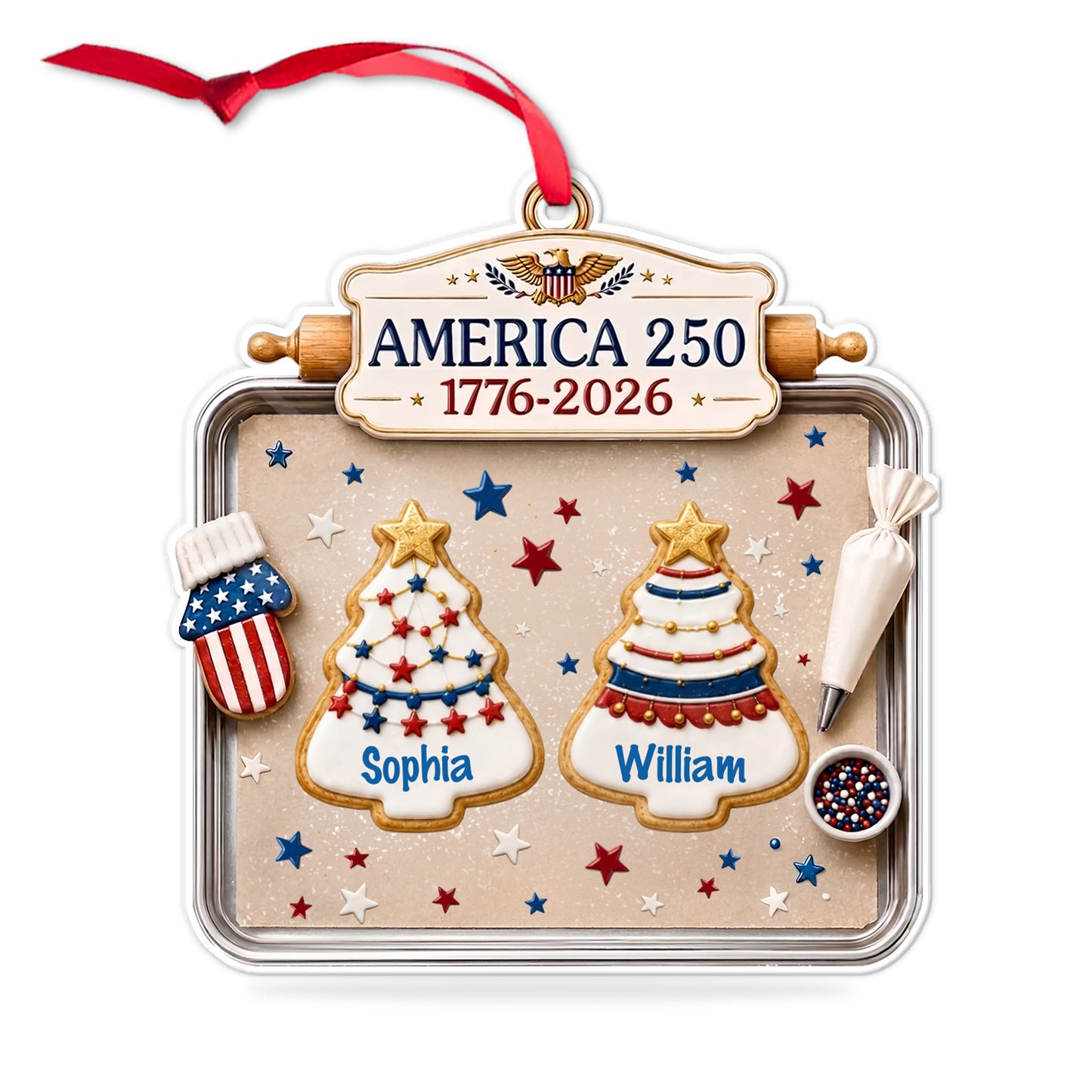 Personalized USA 250 Years Acrylic Ornament, Custom Name Patriotic Christmas Tree Ornament 685995