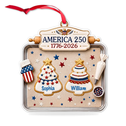 Personalized USA 250 Years Acrylic Ornament, Custom Name Patriotic Christmas Tree Ornament 685995