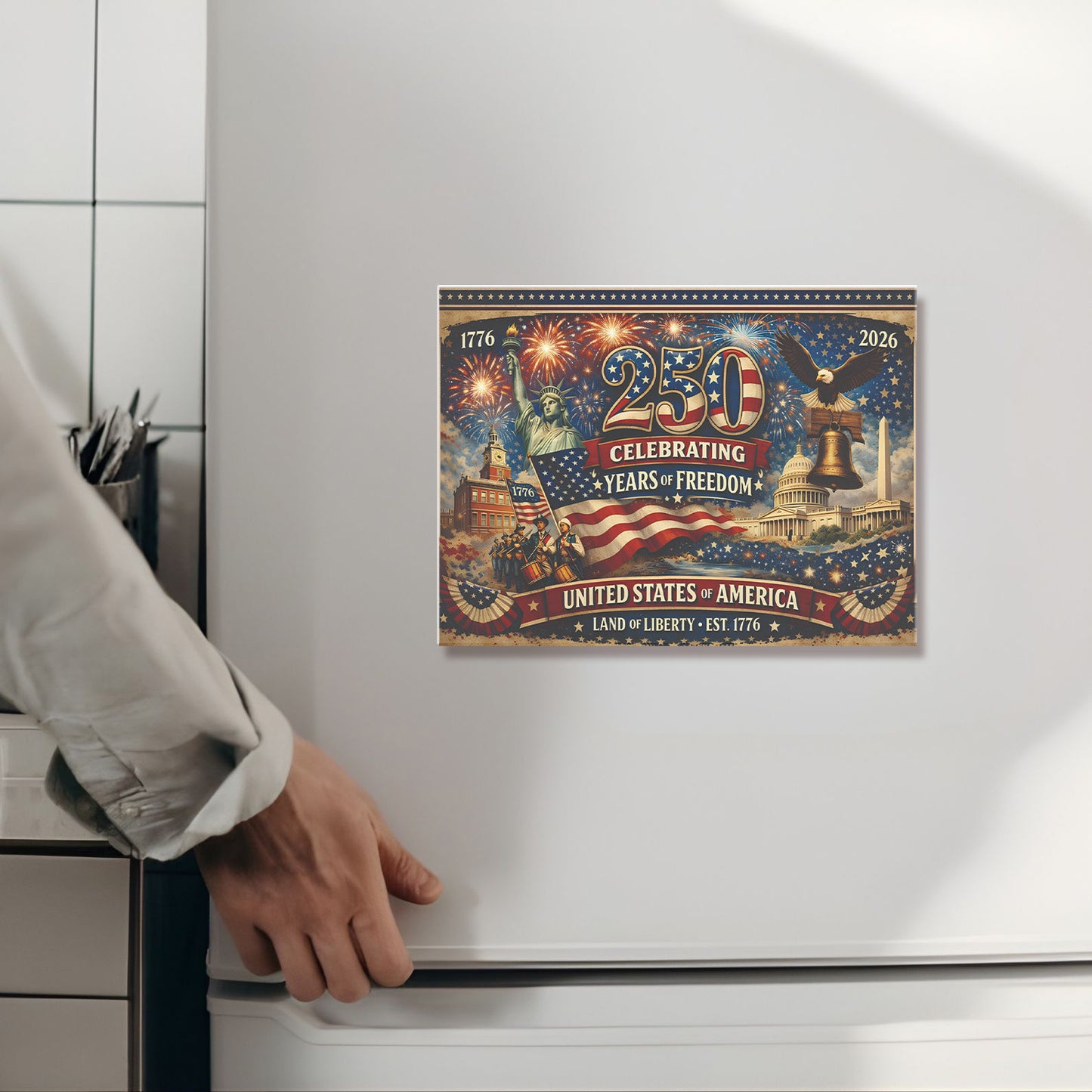 250 Years of Freedom Fridge Magnet | USA Land of Liberty 1776 Magnet | Patriotic 4th of July Magnet 684224