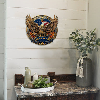 250 Years US Veteran Metal Sign | Patriotic American Eagle In God We Trust Metal Sign Wall Decor 684716