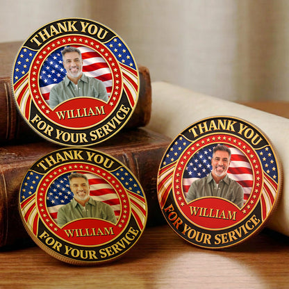 Custom Photo Thank You For Your Service Commemorative Coin, Personalized 250 Years Patriotic Military Gift 684804