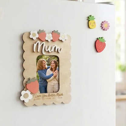 Personalized Wooden Photo Magnet, Custom Mom Fridge Magnet, Strawberry Gift for Grandma, Mother’s Day Gift 684678