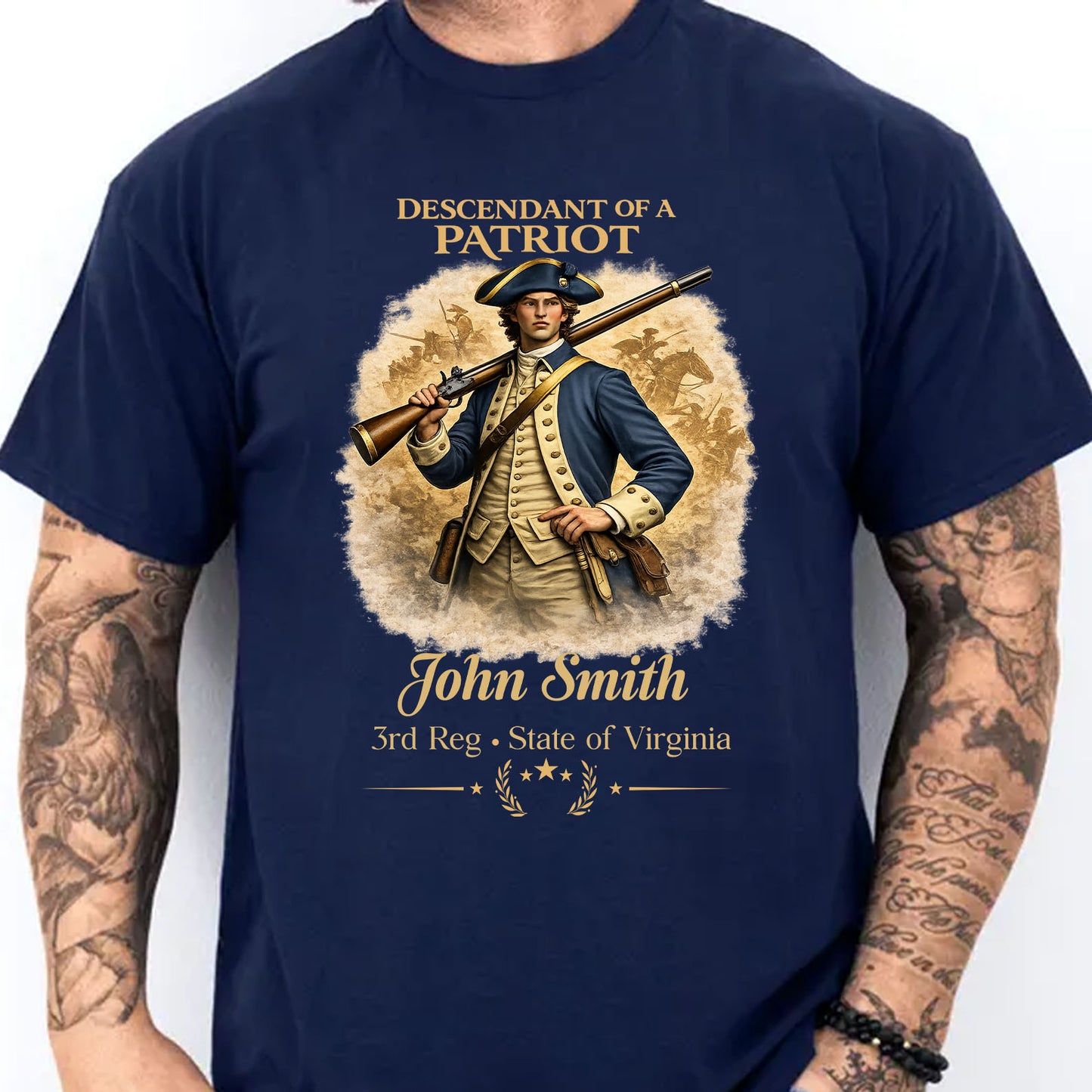 Personalized Descendant of a Patriot Dark Shirt, Custom Name 250 Years 1776–2026 Patriotic Tee 684701