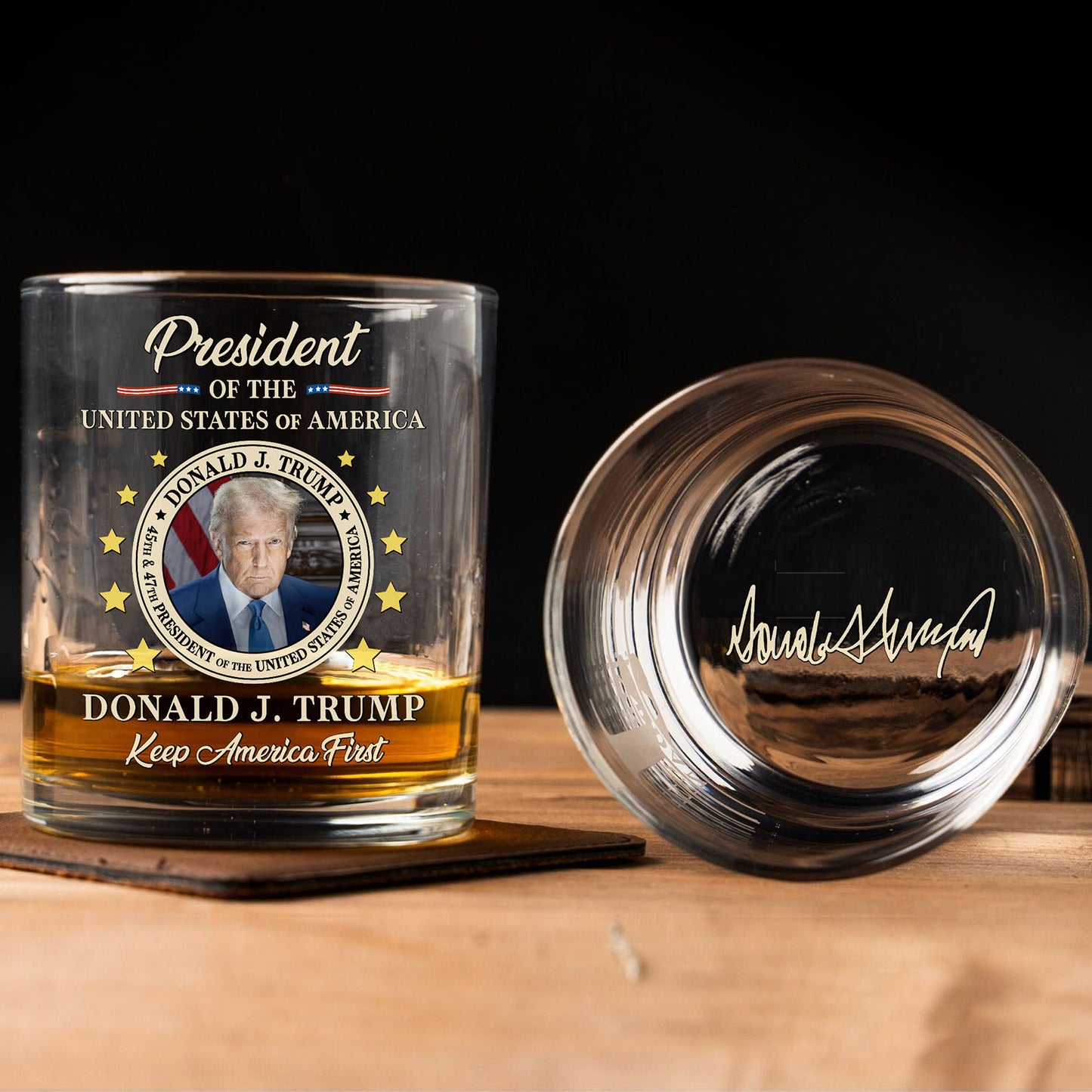 Donald Trump 45/47 Whiskey Glass | Keep America First Whiskey Glass 684089 – GOP
