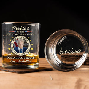 Donald Trump 45/47 Whiskey Glass | Keep America First Whiskey Glass 684089 – GOP