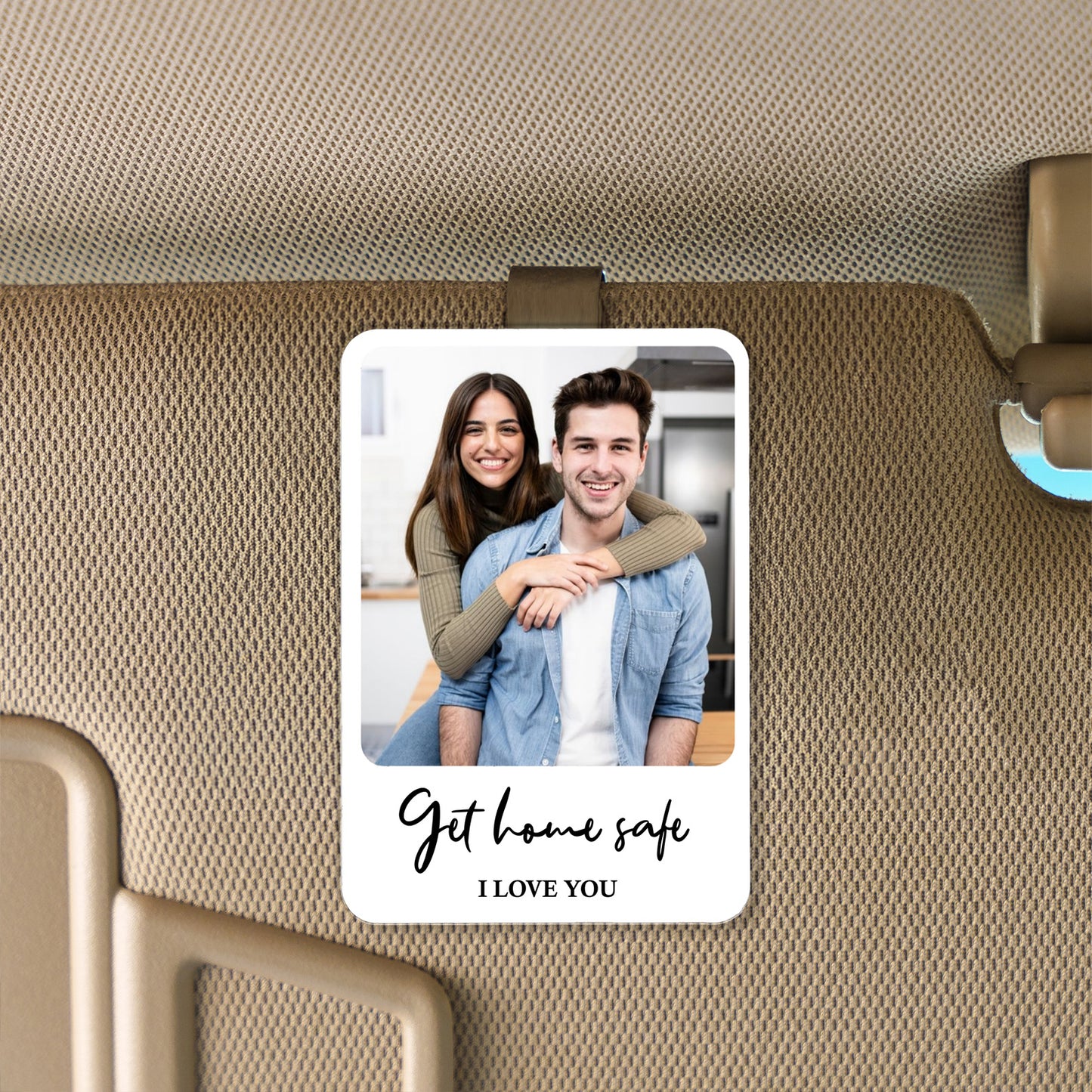 Personalized Couple Photo Car Visor Clip, Drive Safe I Love You Gift for Boyfriend Husband 685954