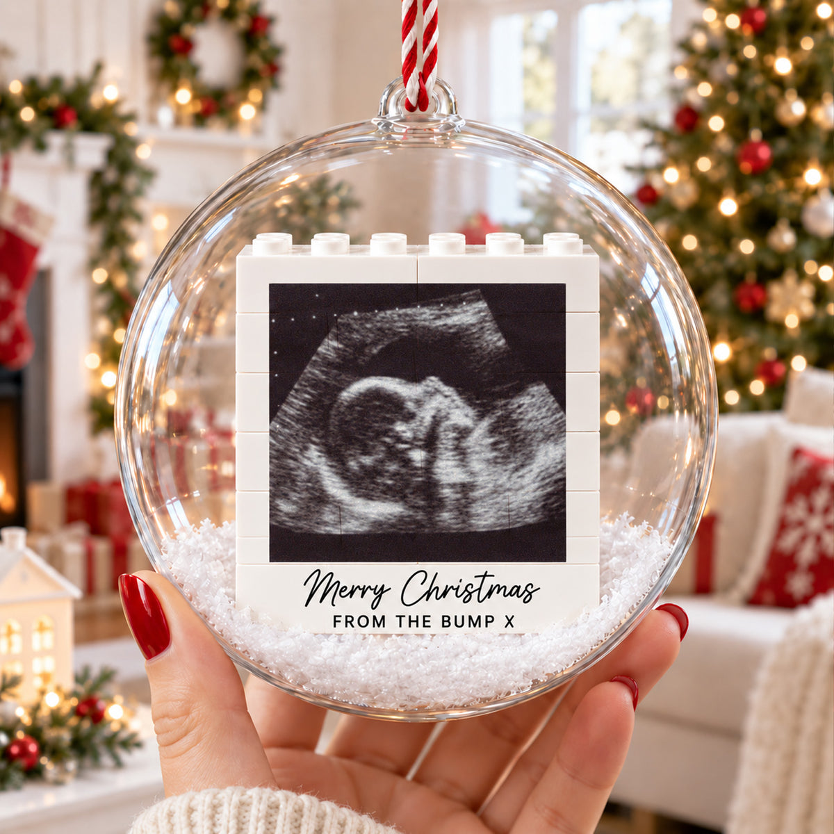 Personalized Baby First Christmas Lego Bauble Ornament, Custom Ultrasound Photo Christmas Gift 686283 WFD