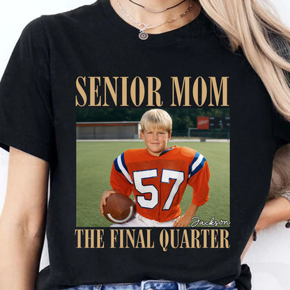 Personalized Senior Football Dad Shirt, Custom Vintage Photo Class of 2027 Tee, The Final Quarter Dad Gift 685647