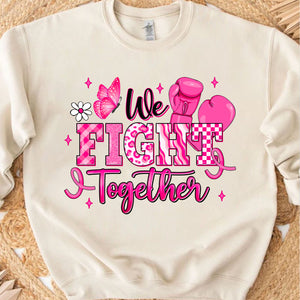October We Wear Pink Shirt, Breast Cancer Awareness Boxing Gloves T-Shirt, We Fight Together Tee, Pink Out  683314-6