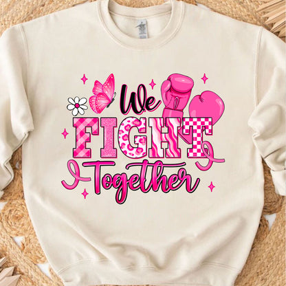 October We Wear Pink Shirt, Breast Cancer Awareness Boxing Gloves T-Shirt, We Fight Together Tee, Pink Out  683314-6